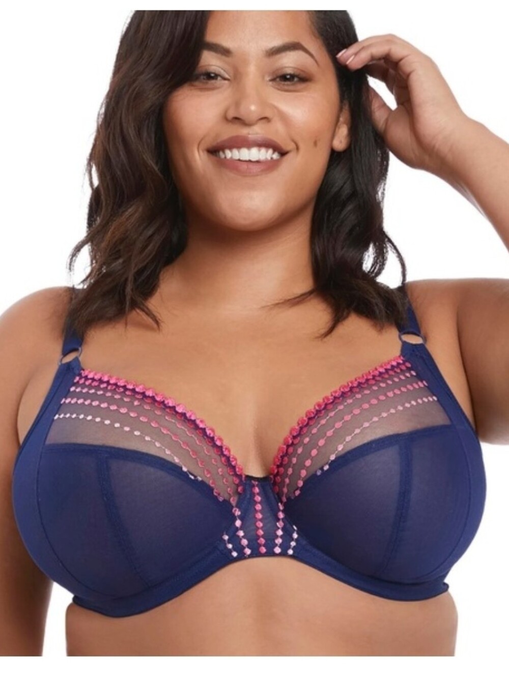 ELOMI Matilda Plunge Bra 36N Navy Blue Underwire